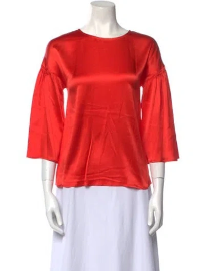 Pre-owned Blumarine Silk Crew Neck Blouse In Orange
