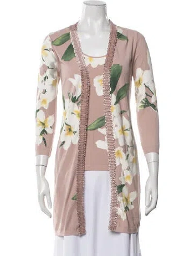 Pre-owned Blumarine Silk Floral Print Set In Neutrals
