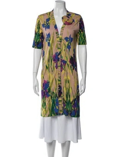 Pre-owned Blumarine Silk Floral Print Sweater In Multi