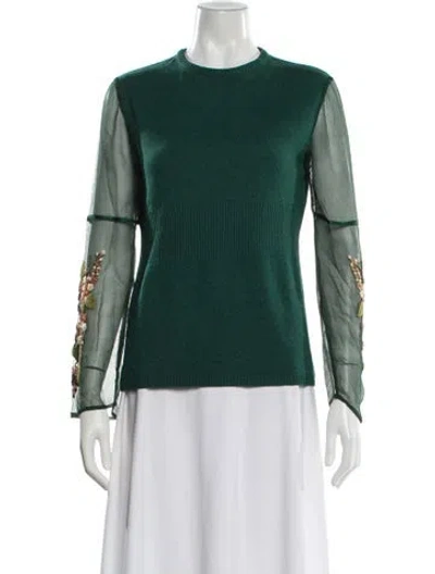Pre-owned Blumarine Silk Floral Print Top In Green