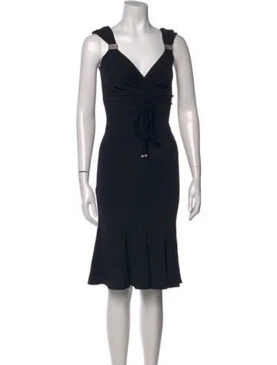 Pre-owned Blumarine Silk Knee-length Dress In Black