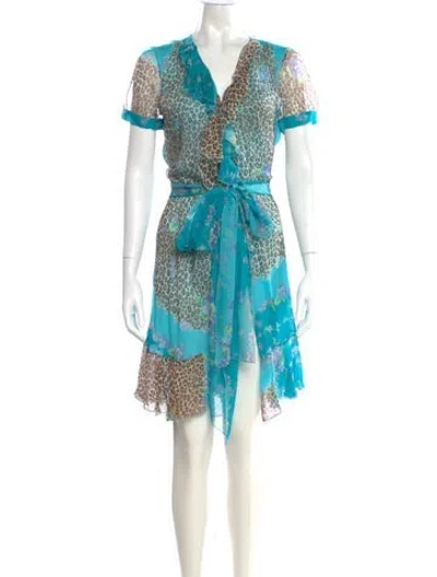 Pre-owned Blumarine Silk Knee-length Dress In Blue