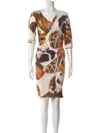Pre-owned Blumarine Silk Knee-length Dress In Brown