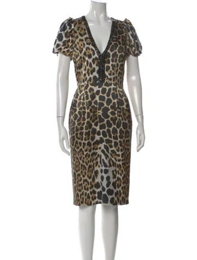Pre-owned Blumarine Silk Knee-length Dress In Brown