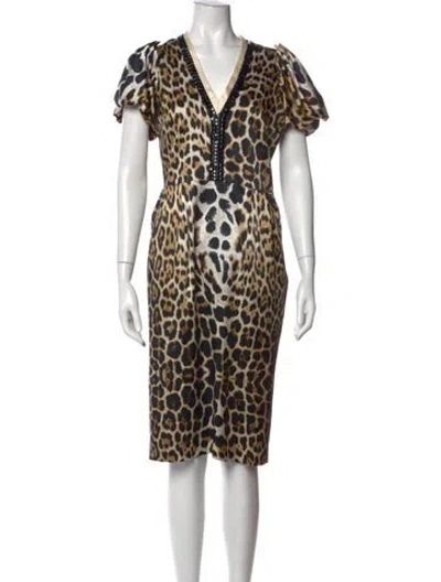 Pre-owned Blumarine Silk Knee-length Dress In Brown