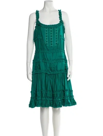 Pre-owned Blumarine Silk Knee-length Dress In Green