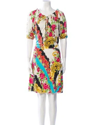 Pre-owned Blumarine Silk Knee-length Dress In Multi