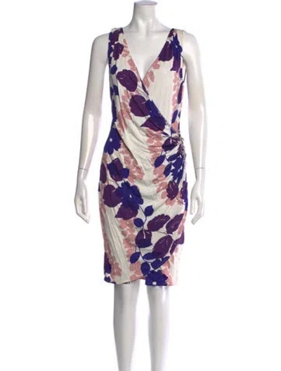 Pre-owned Blumarine Silk Knee-length Dress In White