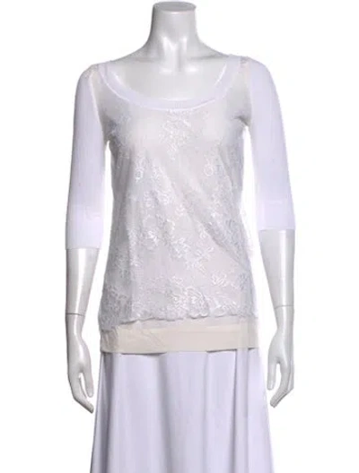 Pre-owned Blumarine Silk Lace Pattern Top In Neutrals