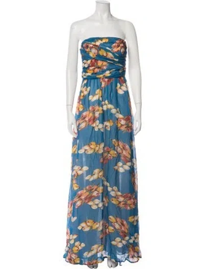 Pre-owned Blumarine Silk Long Dress In Blue
