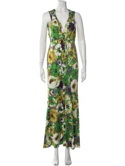 Pre-owned Blumarine Silk Long Dress In Green