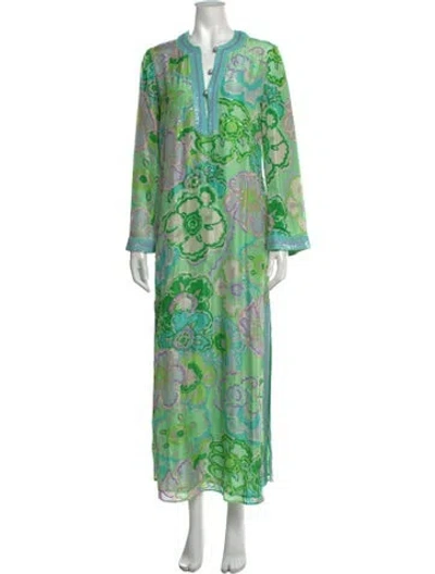 Pre-owned Blumarine Silk Long Dress In Green