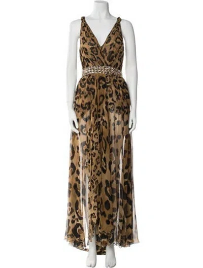 Pre-owned Blumarine Silk Long Dress In Multi
