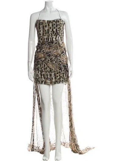 Pre-owned Blumarine Silk Long Dress In Neutral