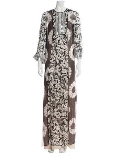 Pre-owned Blumarine Silk Long Dress In Neutrals