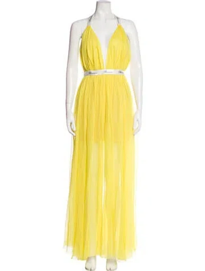 Pre-owned Blumarine Silk Long Dress In Yellow