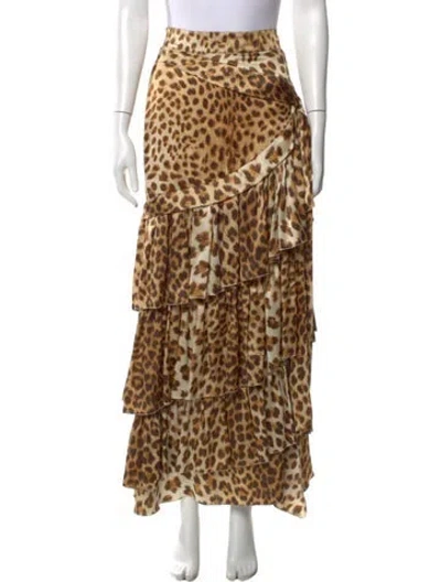 Pre-owned Blumarine Silk Long Skirt In Brown