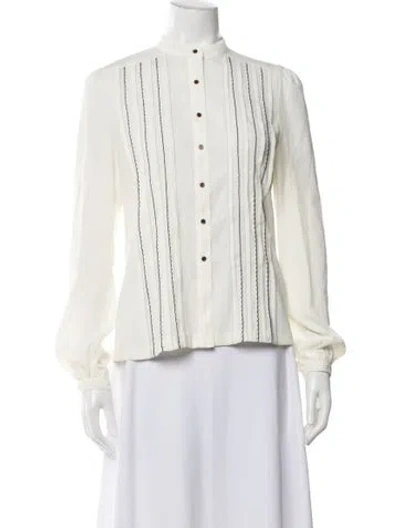 Pre-owned Blumarine Silk Long Sleeve Blouse In Neutrals