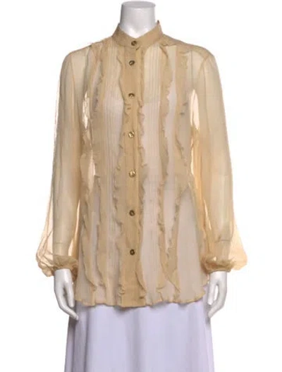 Pre-owned Blumarine Silk Long Sleeve Blouse In Neutrals