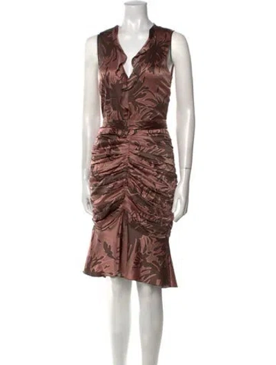 Pre-owned Blumarine Silk Midi Length Dress In Brown