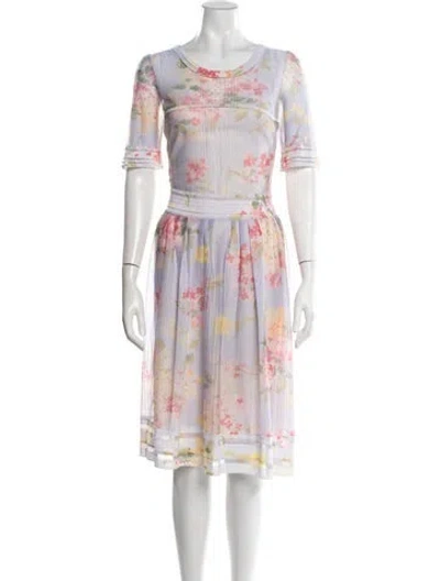 Pre-owned Blumarine Silk Midi Length Dress W/ Tags In Multi
