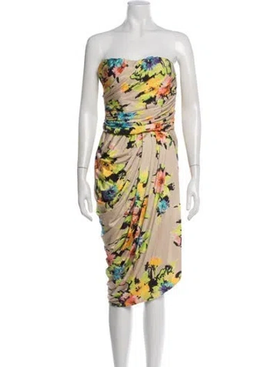 Pre-owned Blumarine Silk Midi Length Dress W/ Tags In Neutrals