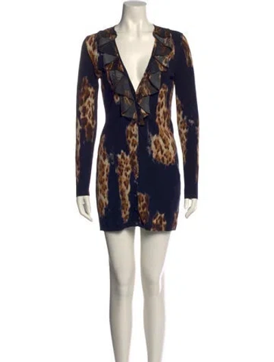 Pre-owned Blumarine Silk Mini Dress In Blue