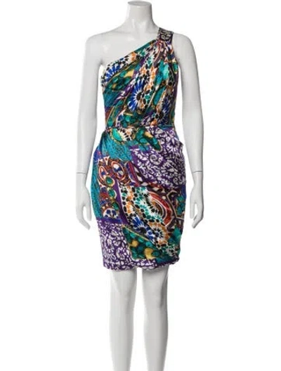 Pre-owned Blumarine Silk Mini Dress In Blue