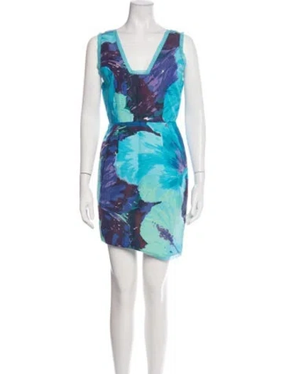 Pre-owned Blumarine Silk Mini Dress In Blue