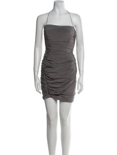 Pre-owned Blumarine Silk Mini Dress In Gray