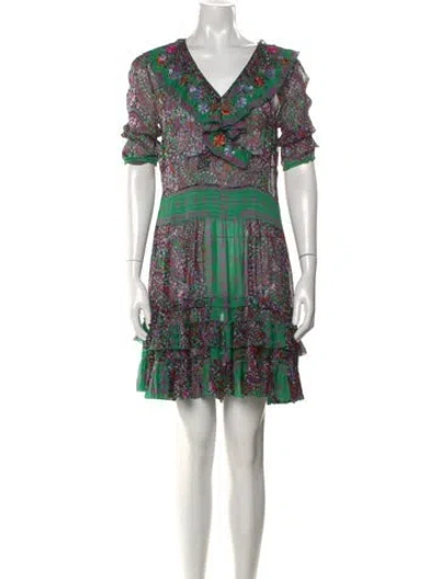 Pre-owned Blumarine Silk Mini Dress In Green