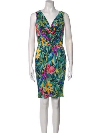 Pre-owned Blumarine Silk Mini Dress In Green
