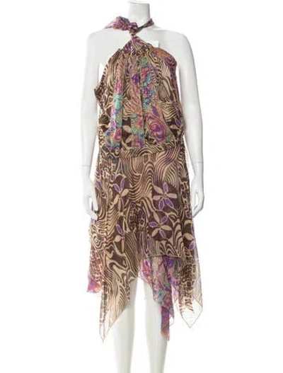 Pre-owned Blumarine Silk Mini Dress In Neutral