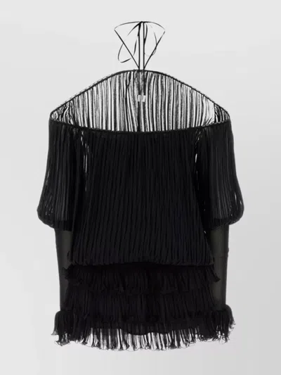 Blumarine Silk Mini Dress Off-shoulder Design