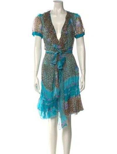 Pre-owned Blumarine Silk Mini Dress W/ Tags In Multi