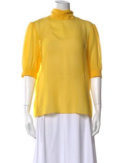 Pre-owned Blumarine Silk Mock Neck Top In Yellow