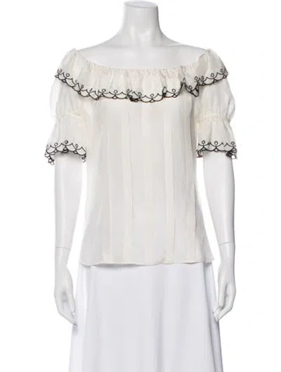 Pre-owned Blumarine Silk Off-the-shoulder Blouse In Neutral
