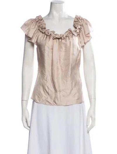 Pre-owned Blumarine Silk Off-the-shoulder Blouse In Pink