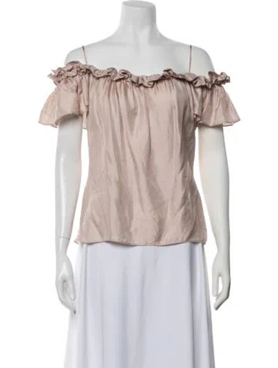 Pre-owned Blumarine Silk Off-the-shoulder Top In Pink