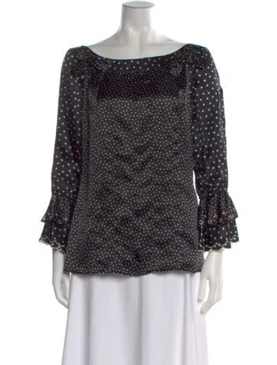 Pre-owned Blumarine Silk Polka Dot Print Blouse In Black