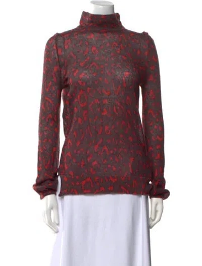 Pre-owned Blumarine Silk Printed Blouse In Brown
