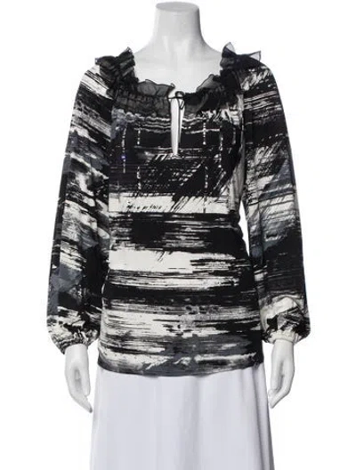 Pre-owned Blumarine Silk Printed Blouse W/ Tags In Multi