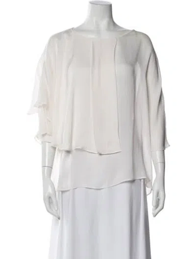 Pre-owned Blumarine Silk Scoop Neck Blouse In Neutral