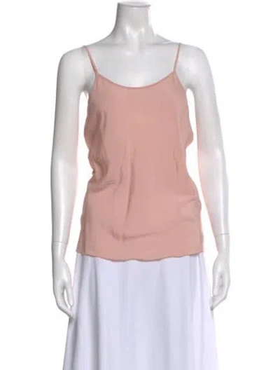 Pre-owned Blumarine Silk Scoop Neck Top In Pink
