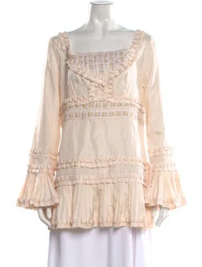 Pre-owned Blumarine Silk Square Neckline Blouse In Neutral