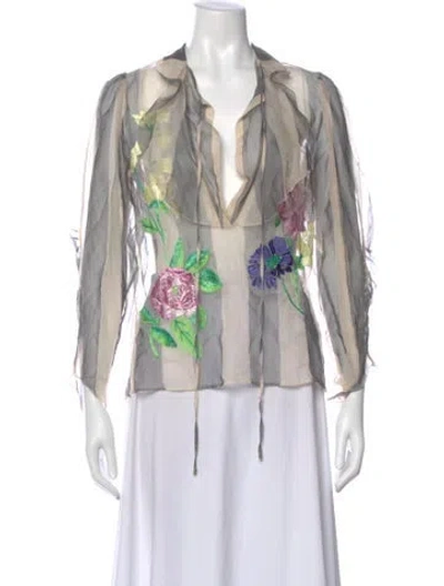 Pre-owned Blumarine Silk Striped Blouse In Multi