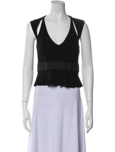 Pre-owned Blumarine Silk V-neck Top In Black