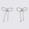 Blumarine Bow Crystal Dangle Earrings In Metallic