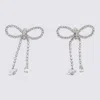 Blumarine Bow Crystal Dangle Earrings In Metallic