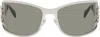 Blumarine Silver Metal Wraparound Sunglasses In 01440 Carbon Silver